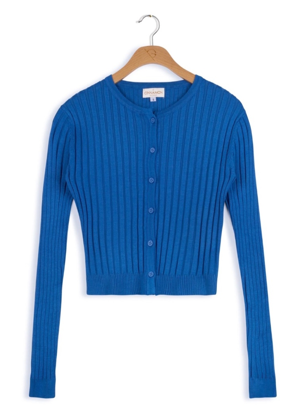 Cinnamon ribbed knit cardigan royal blue s women EUC